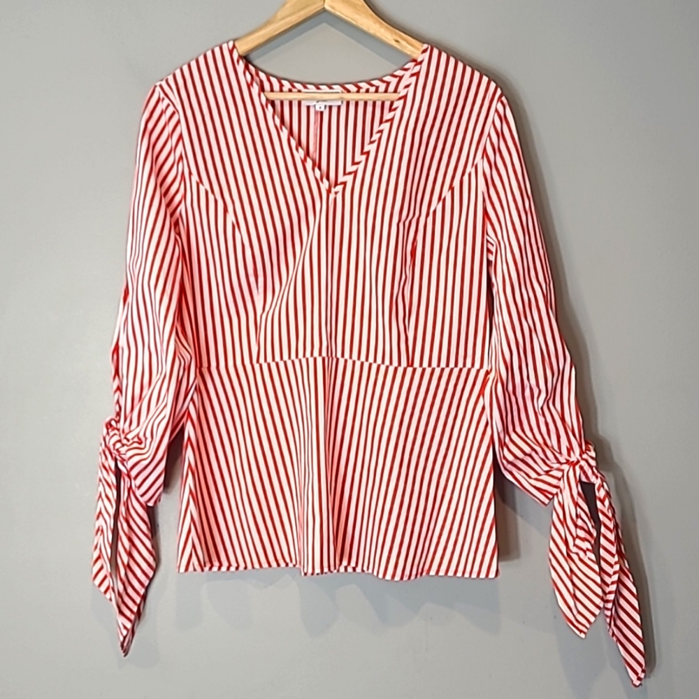 J. Crew x Universal Standard Striped‎ Poplin Top Preppy Coastal Nautical Comfy